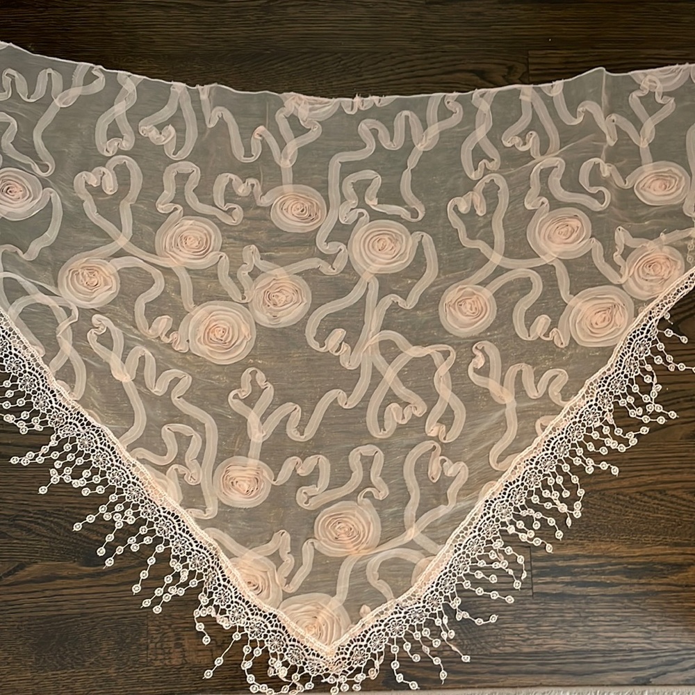 Pink triangular shawl